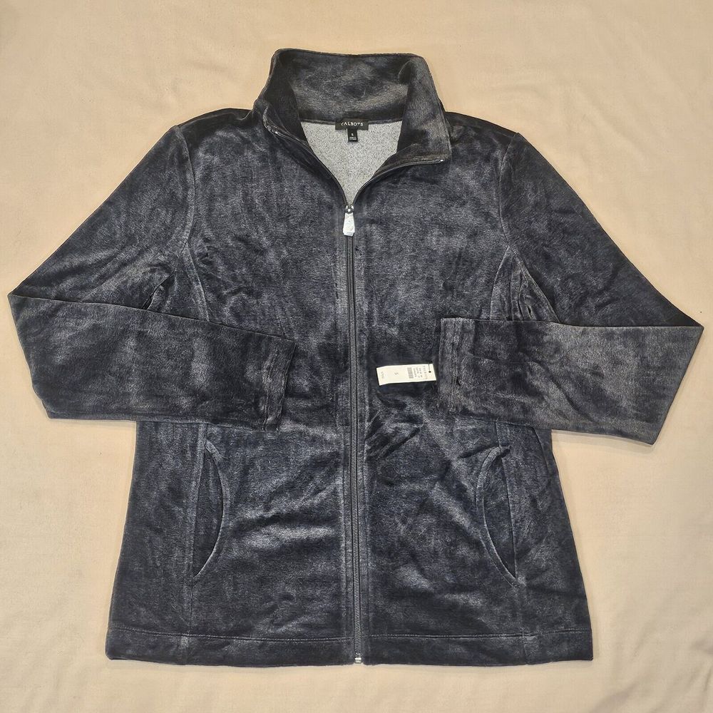 NWT Set-Talbots Velour‎ Jacket & Pants Charcol Gray Soft Small